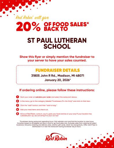 Red Robin 01/20 Fundraiser